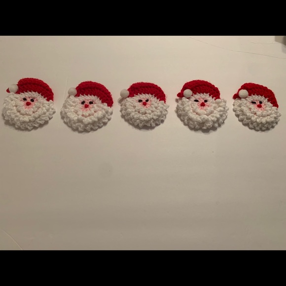Christmas Santa Face Five Vintage New Ornament Handmade Crochet - Picture 4 of 9